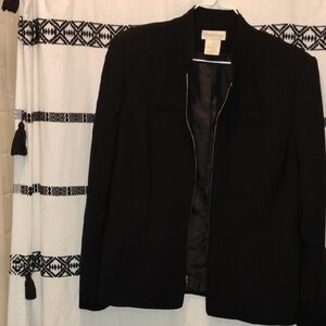 Black Blazer with Notched Lapels and Structured Fit